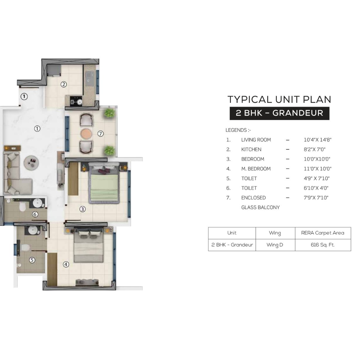 Purva-Clermont-Floor-Plan-2-BHK-Grandeur-616-sqft