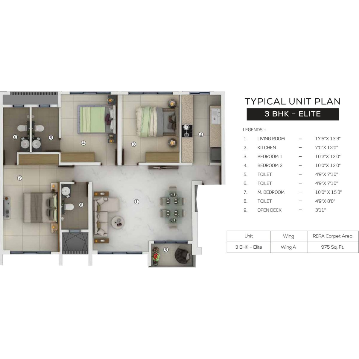 Purva-Clermont-Floor-Plan-3-BHK-Elite-975-sqft
