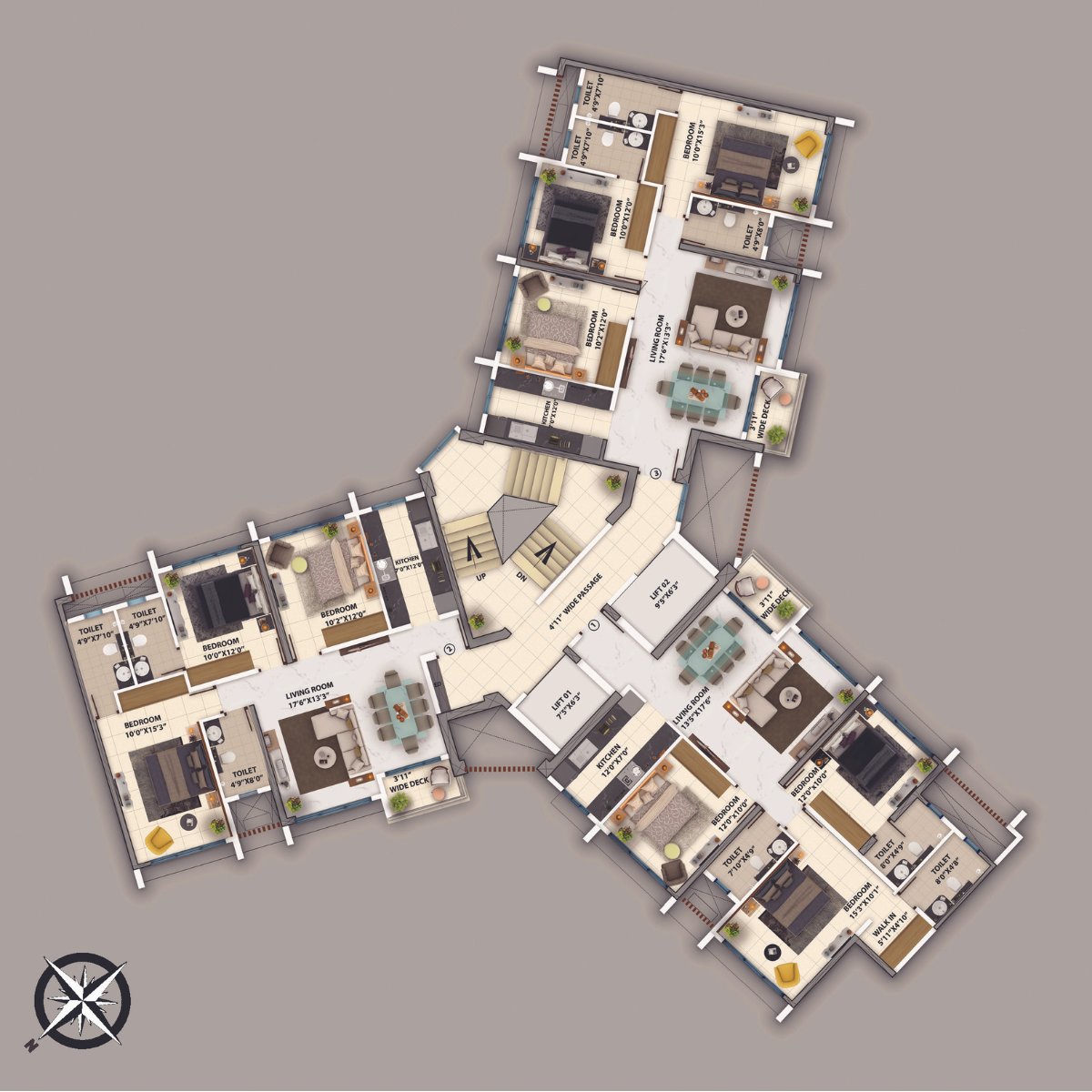 Purva-Clermont-Floor-Plan-A-wing-1st-to-17th-Floor