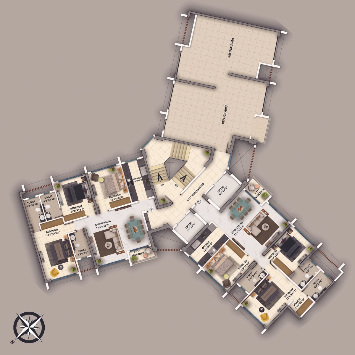 Purva-Clermont-Floor-Plan-A-wing-6th-Floor-Refugee-Plan