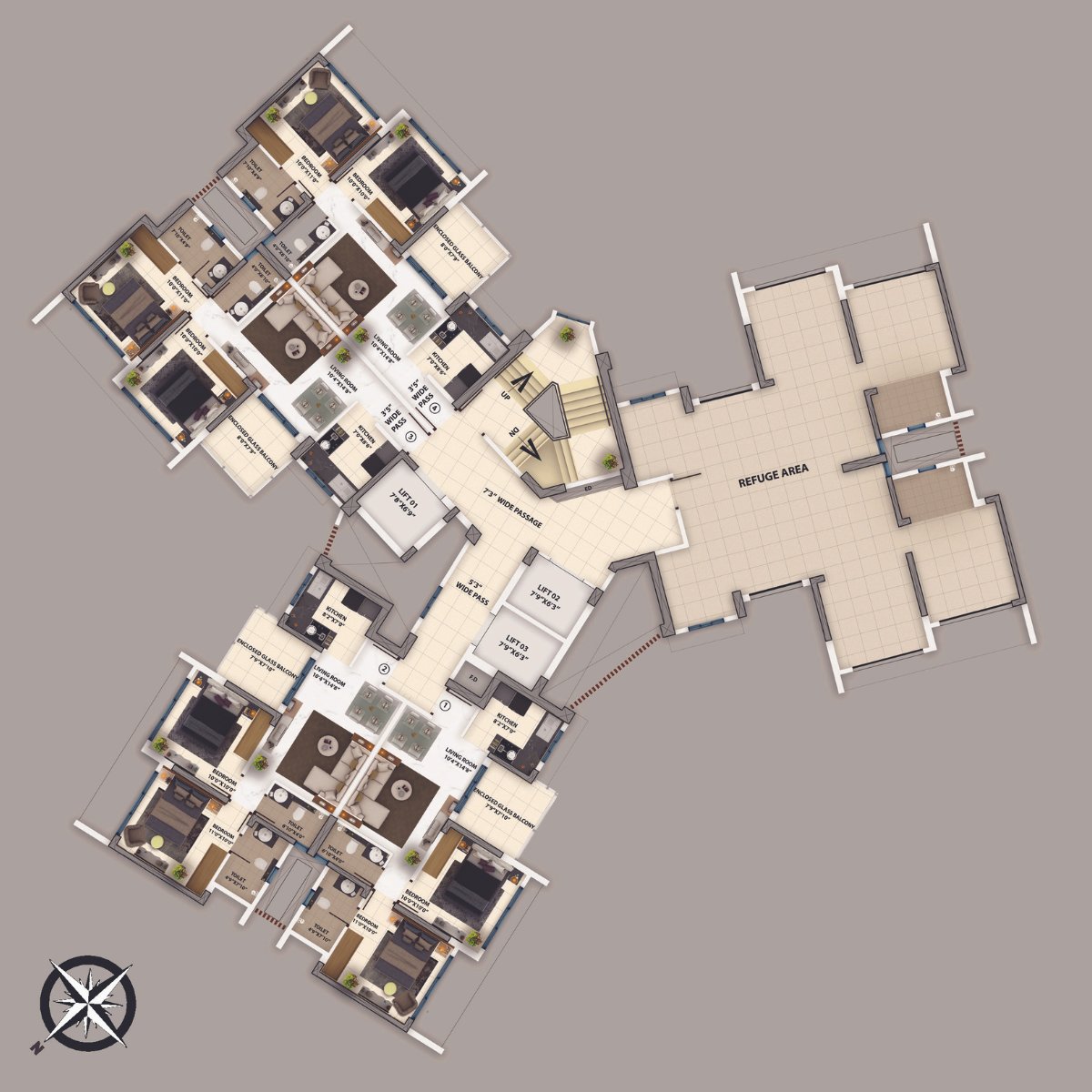 Purva-Clermont-Floor-Plan-D-wing-6th-Floor-Refugee-Plan